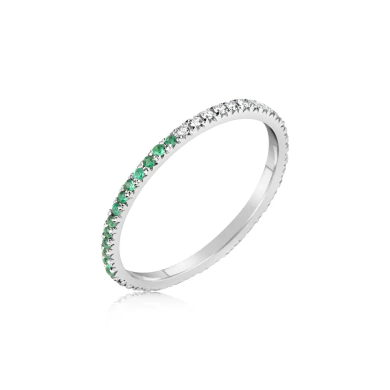 White Gold Half and Half Diamond and Emerald Ring IN STOCK READY TO SHIP sold by Meira T