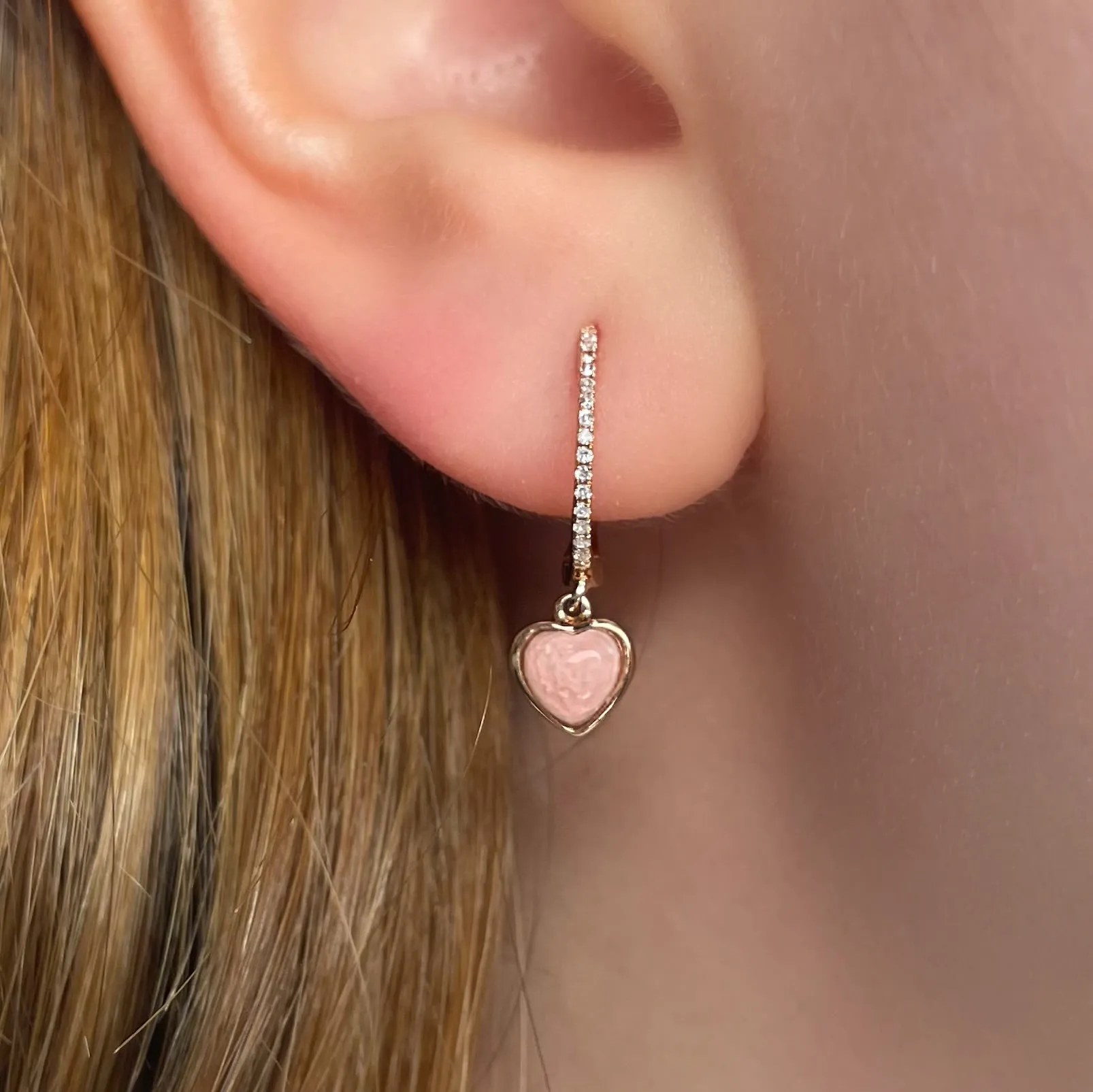 Sisterly Style Yellow Gold Heart Huggies | Online Exclusive sold by Meira T product image thumbnail 2