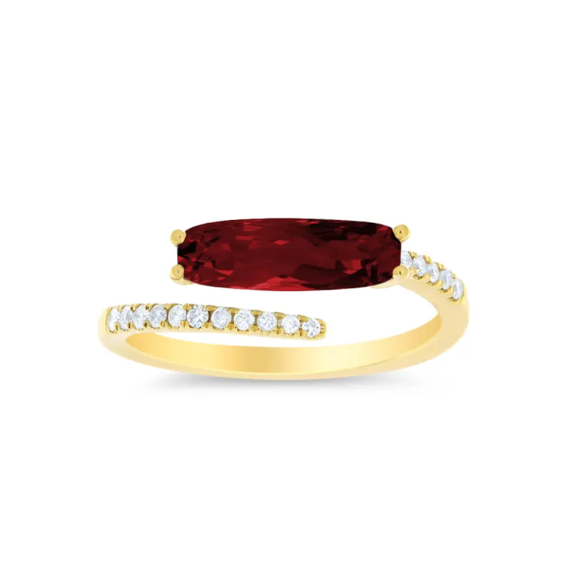 Spiral Yellow Gold and Garnet Ring sold by Meira T