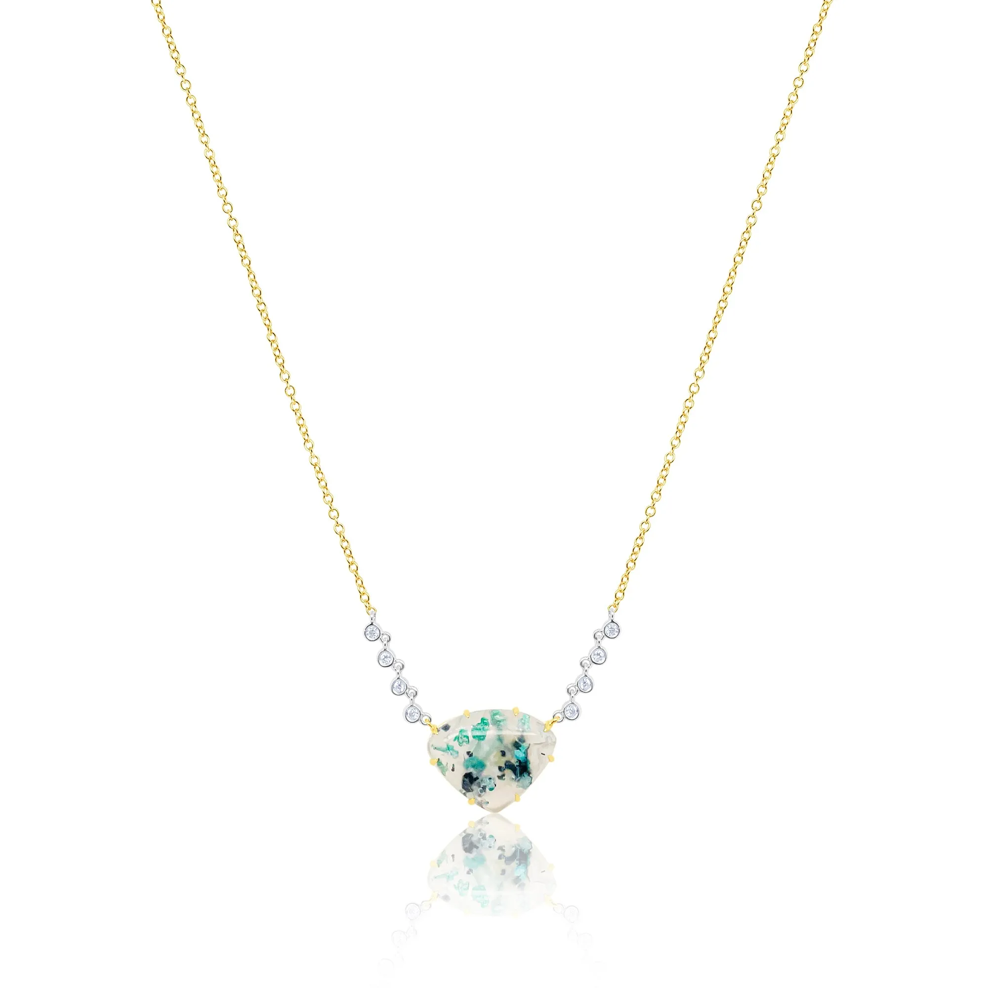 Yellow Gold Aquaprase Diamond Necklace ONE OF A KIND sold by Meira T