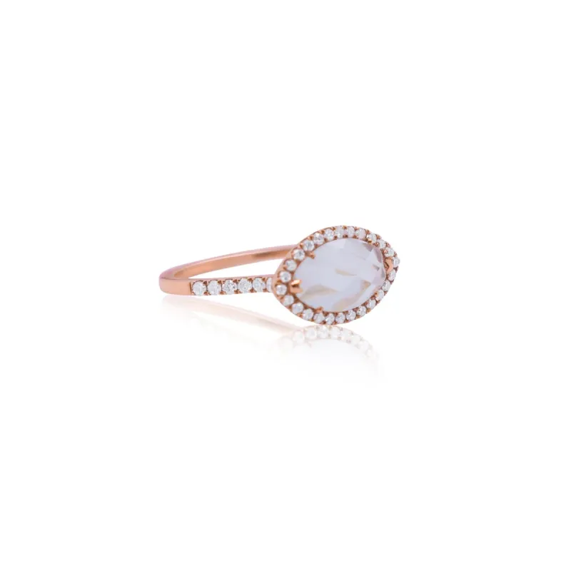 Rose Gold White Topaz Marquise Ring sold by Meira T