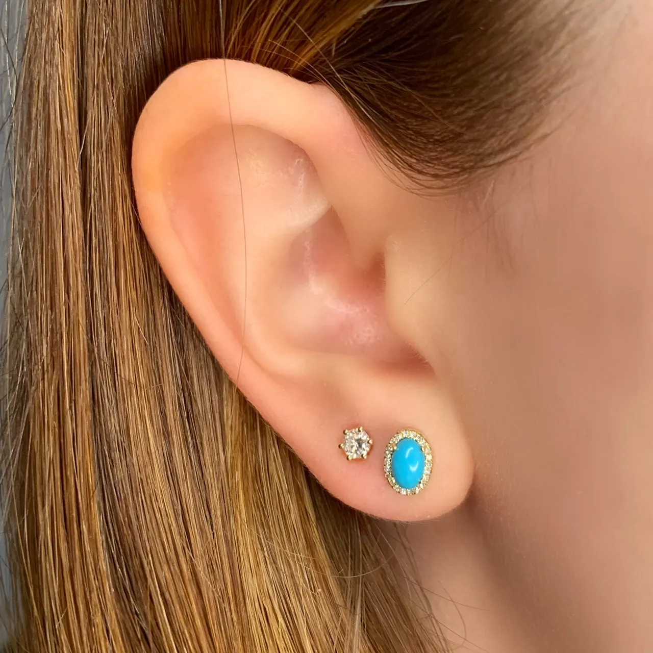 Turquoise and Diamond Stud sold by Meira T product image thumbnail 2