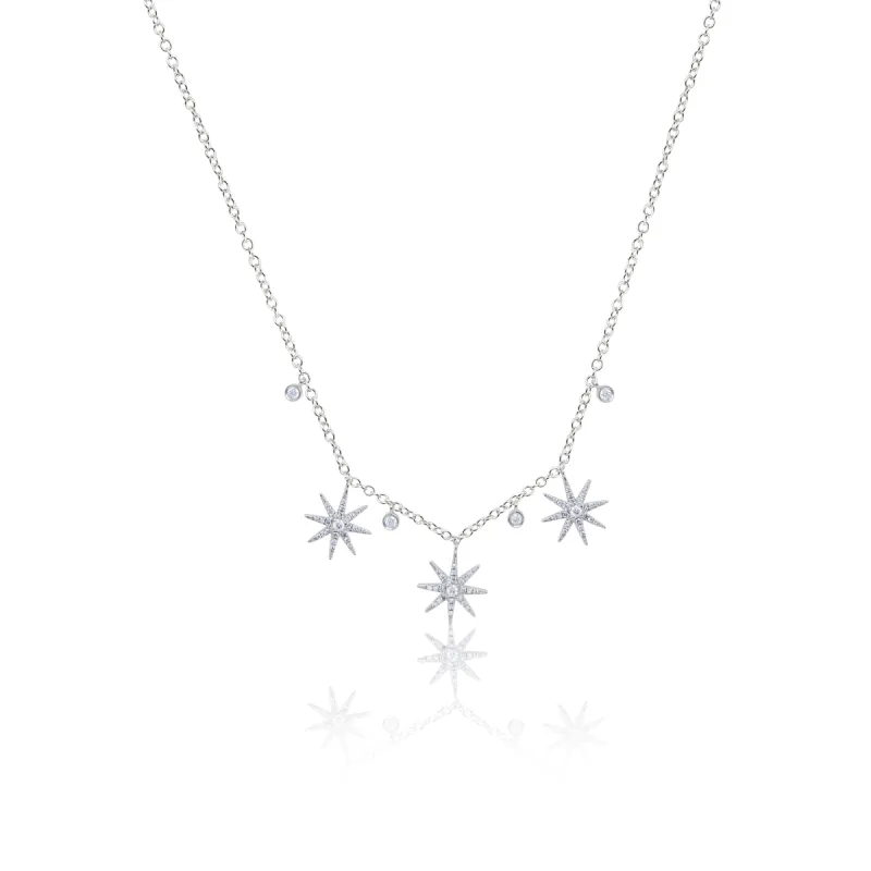 Dainty White Gold Diamond Star Necklace sold by Meira T