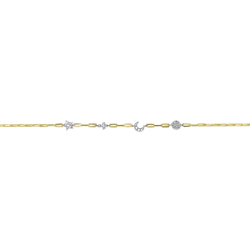 Meira T Dainty Paperclip Diamond Charm Bracelet sold by Meira T