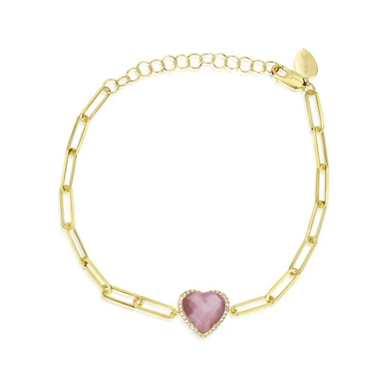 Paperclip Pink Amethyst and Diamond Bracelet sold by Meira T
