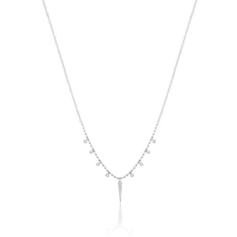 White Gold Diamond Dagger Ball Chain Necklace sold by Meira T