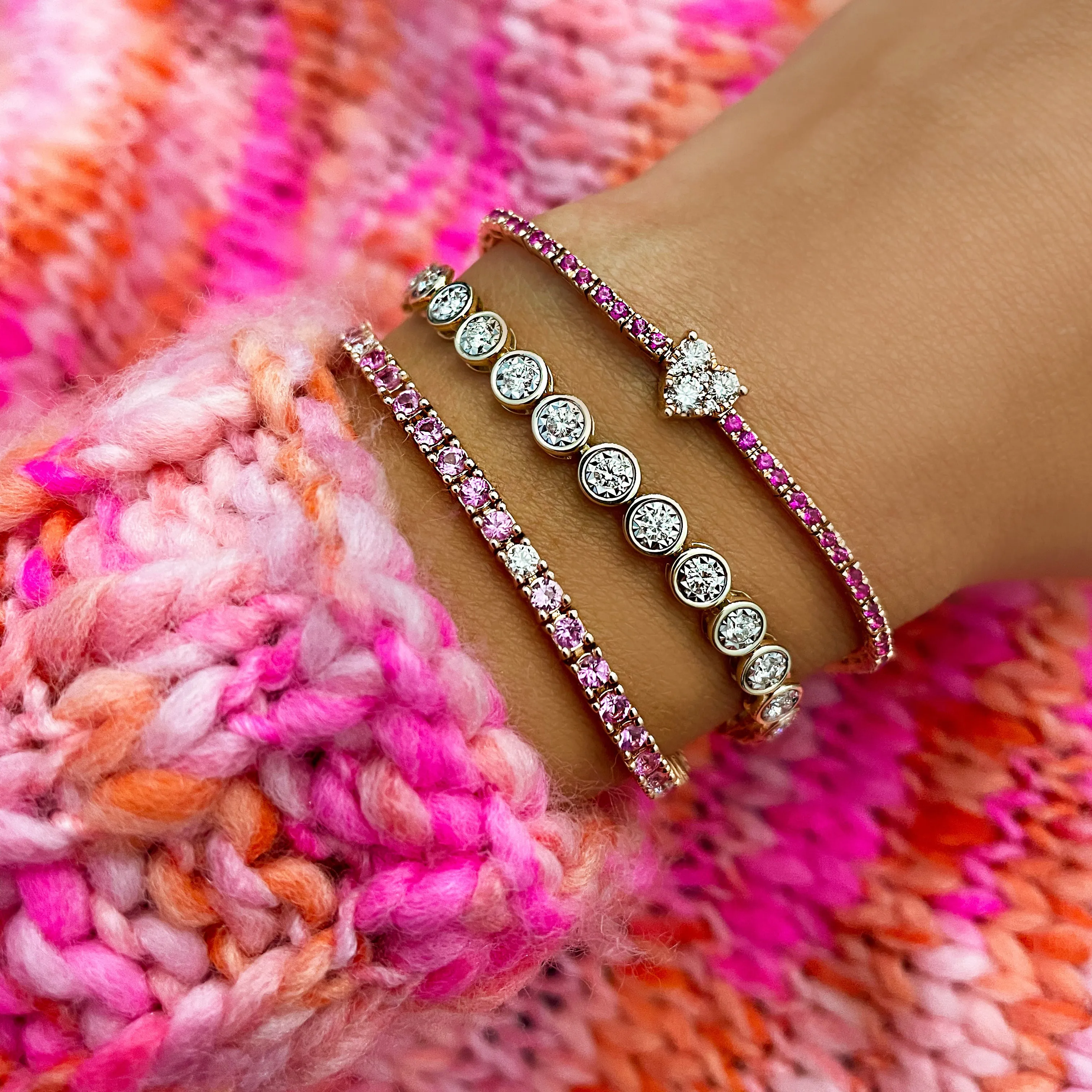 Rose Gold Pink Sapphire and Diamond Tennis Bracelet ONLINE EXCLUSIVE (Copy) sold by Meira T product image thumbnail 2