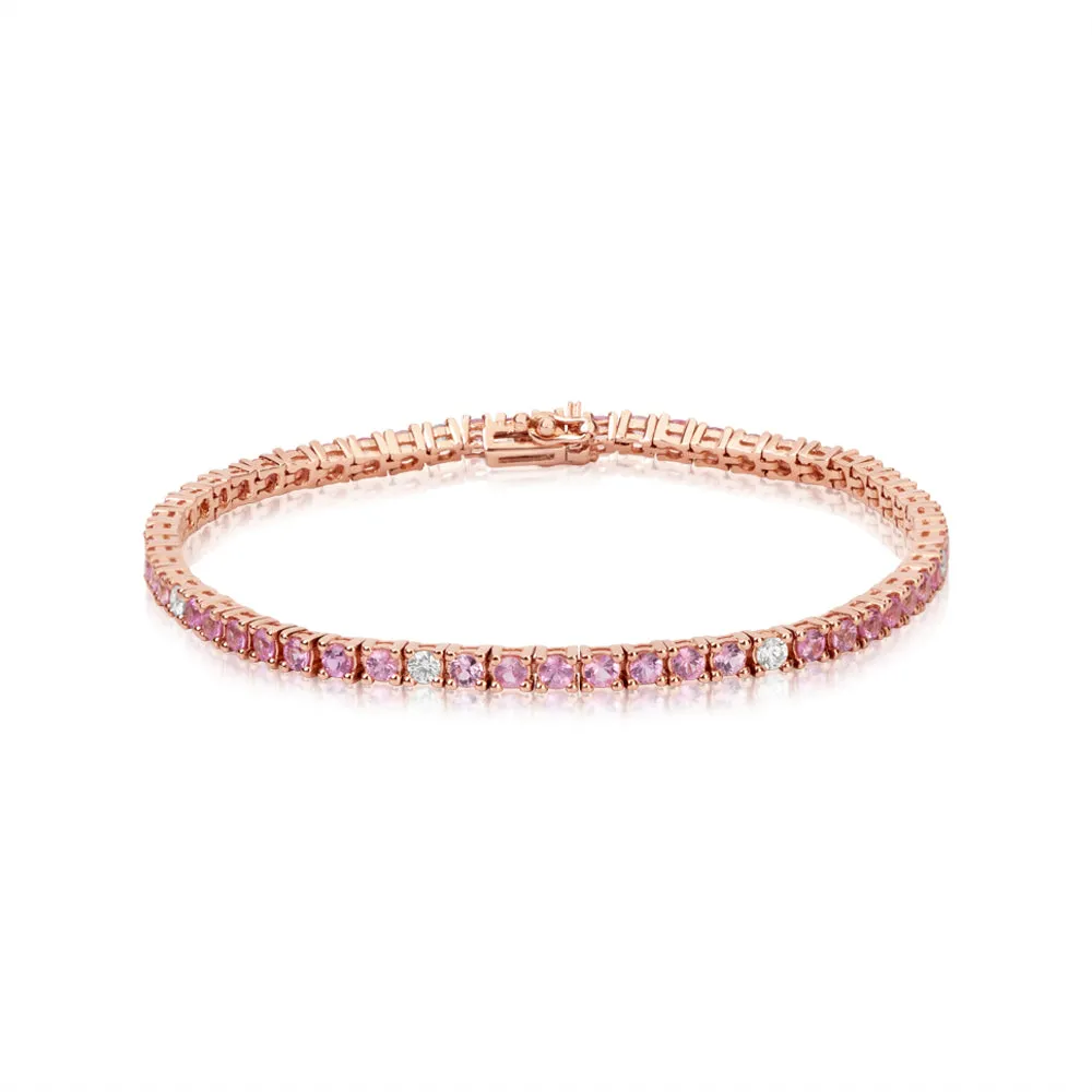 Rose Gold Pink Sapphire and Diamond Tennis Bracelet ONLINE EXCLUSIVE (Copy) sold by Meira T