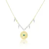Two Tone Blue Topaz and Diamond Coin Necklace sold by Meira T