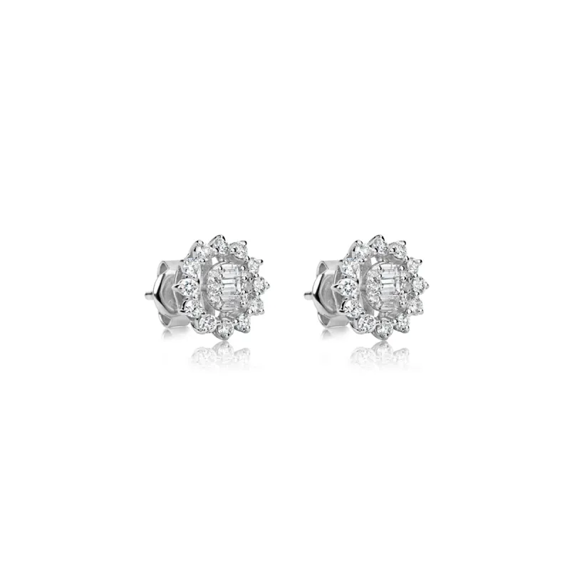 White Gold Floral Inspired Studs sold by Meira T