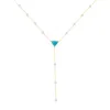 Yellow Gold Diamond and Turquoise Lariat sold by Meira T