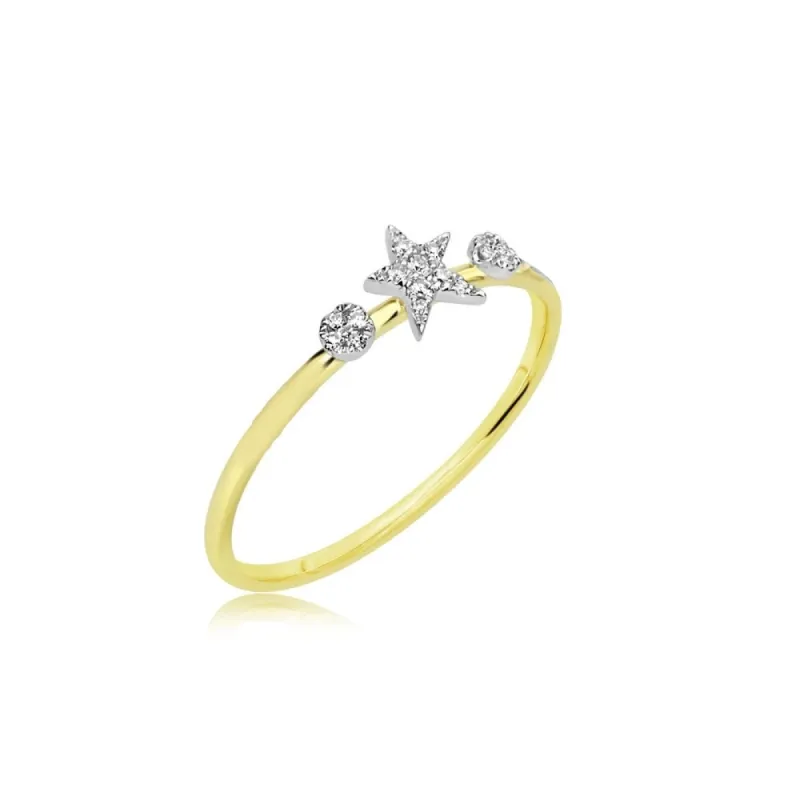 Two Tone Gold Diamond Star Ring sold by Meira T