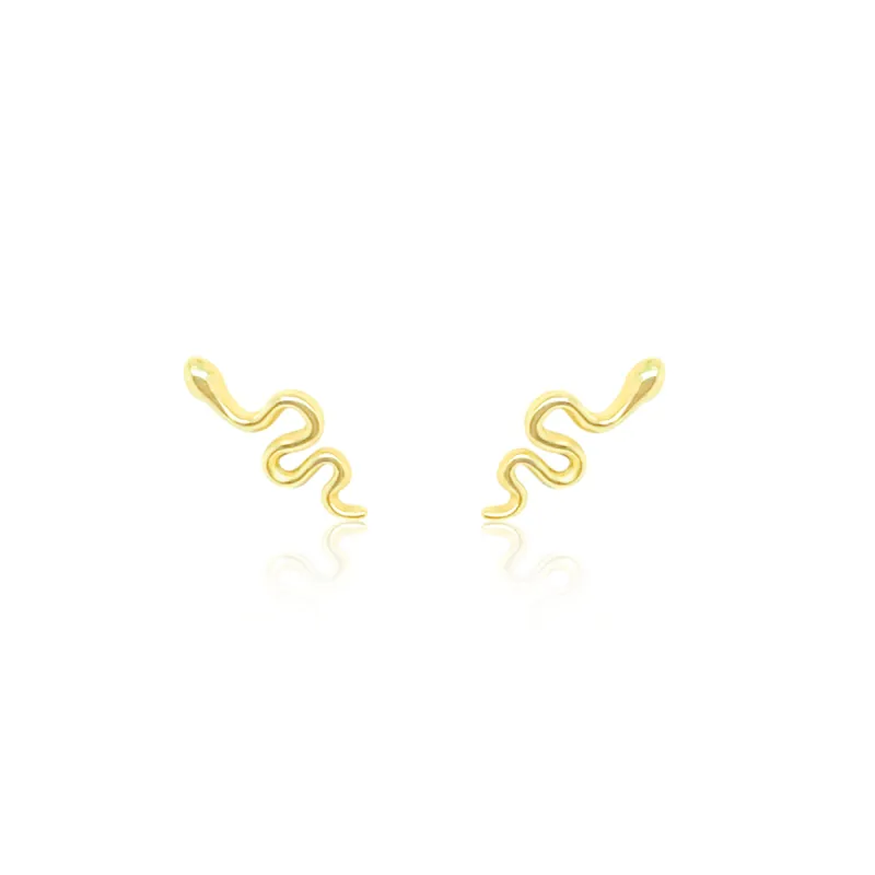 Dainty Yellow Gold Snake Studs sold by Meira T