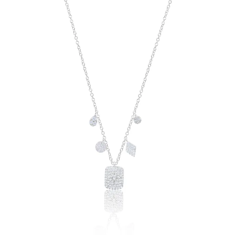 White Gold Starburst Diamond Bezel Necklace sold by Meira T