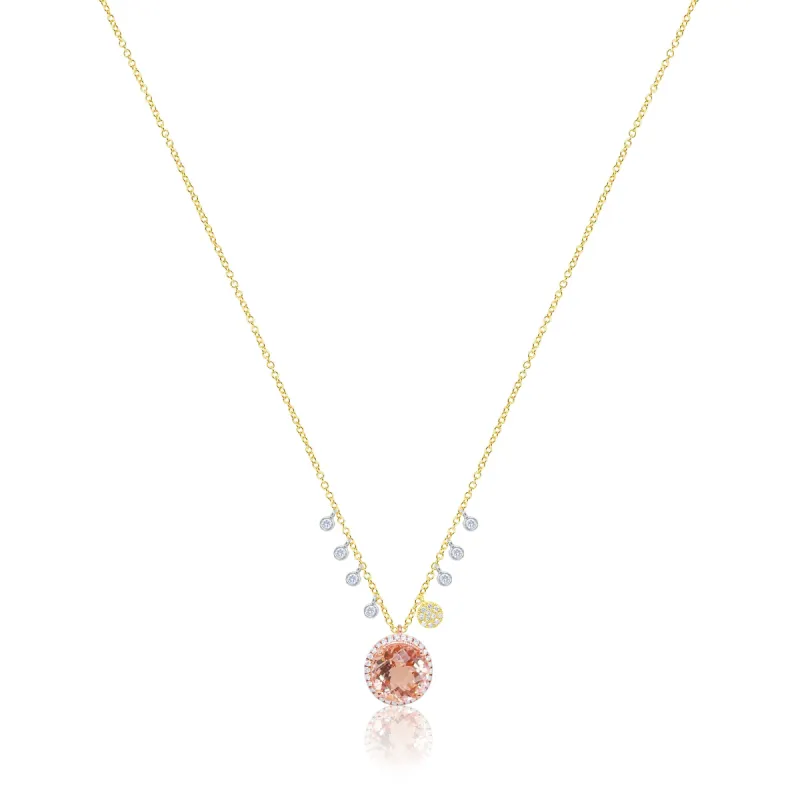 Yellow and Pink Gold Diamond and Morganite Necklace sold by Meira T