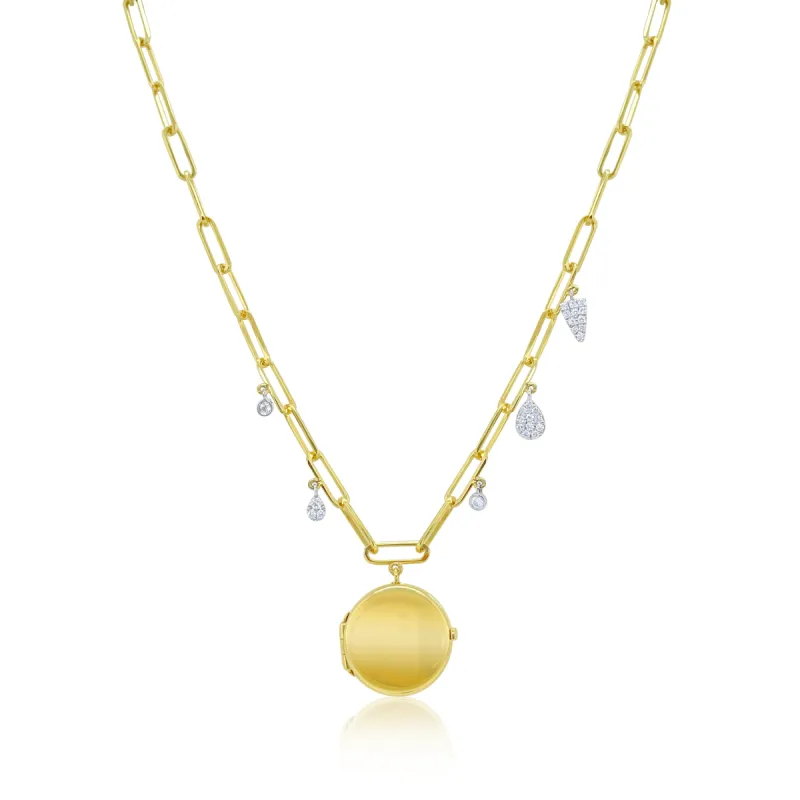 Yellow Gold Locket Necklace sold by Meira T