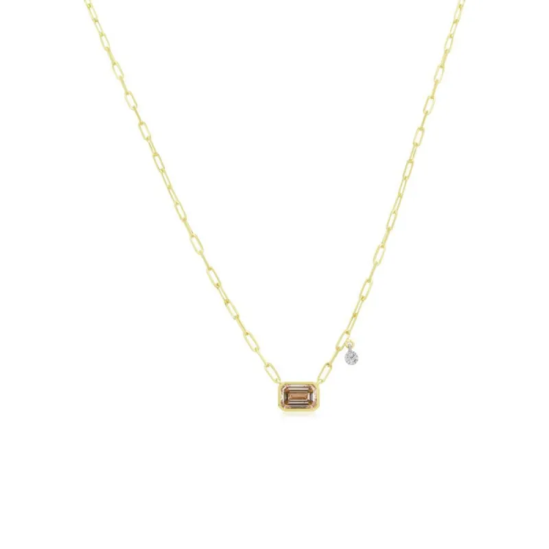 Yellow Gold Paperclip Champagne Diamond Necklace sold by Meira T