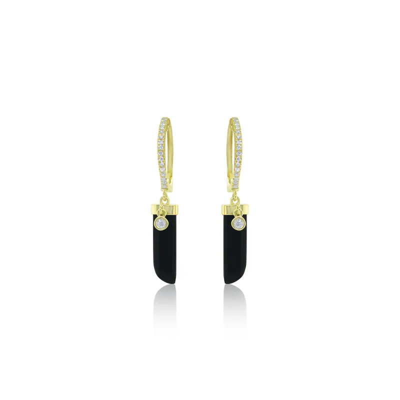 Diamond and Black Onyx Dagger Earrings sold by Meira T
