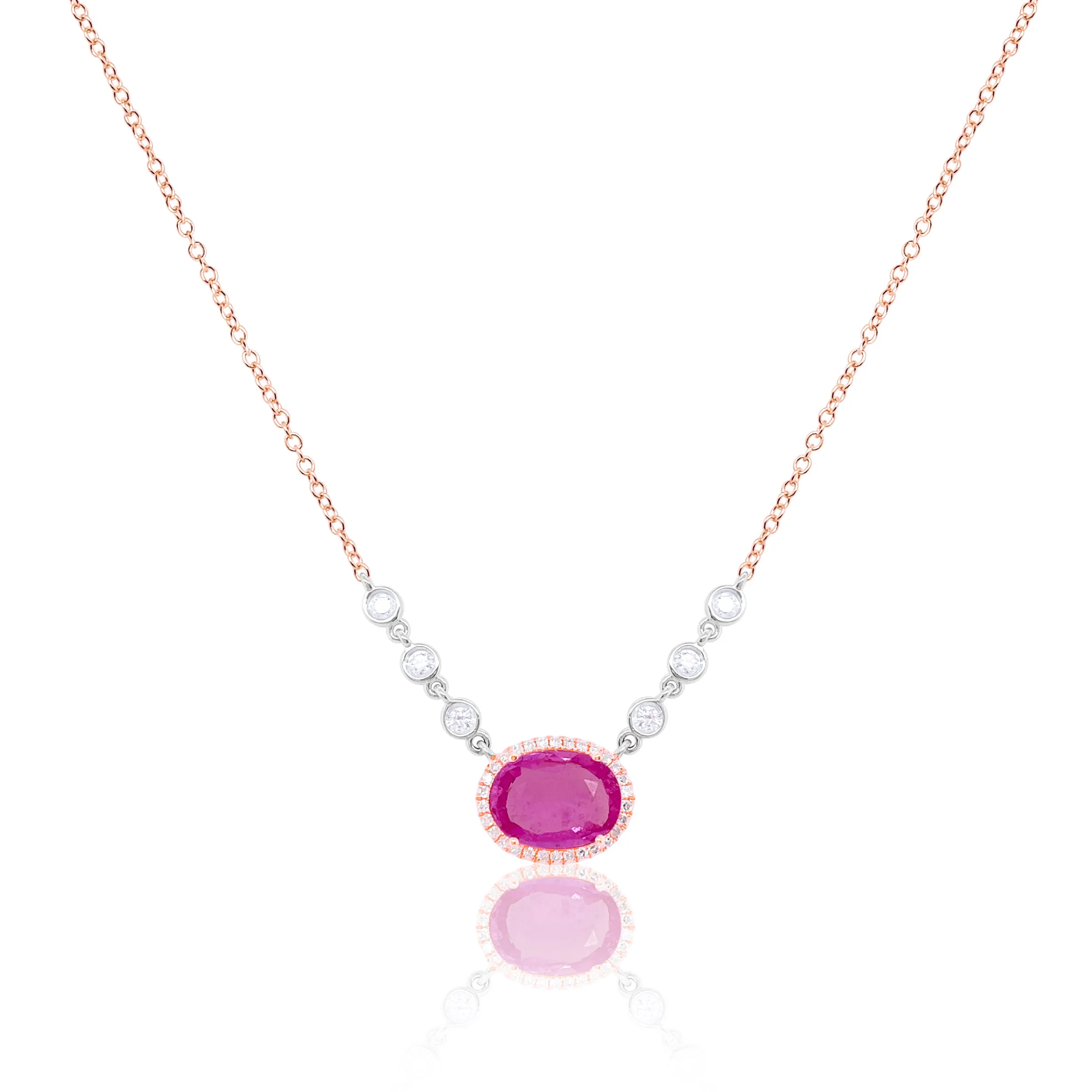 Rose Gold Diamond and Pink Sapphire Necklace sold by Meira T