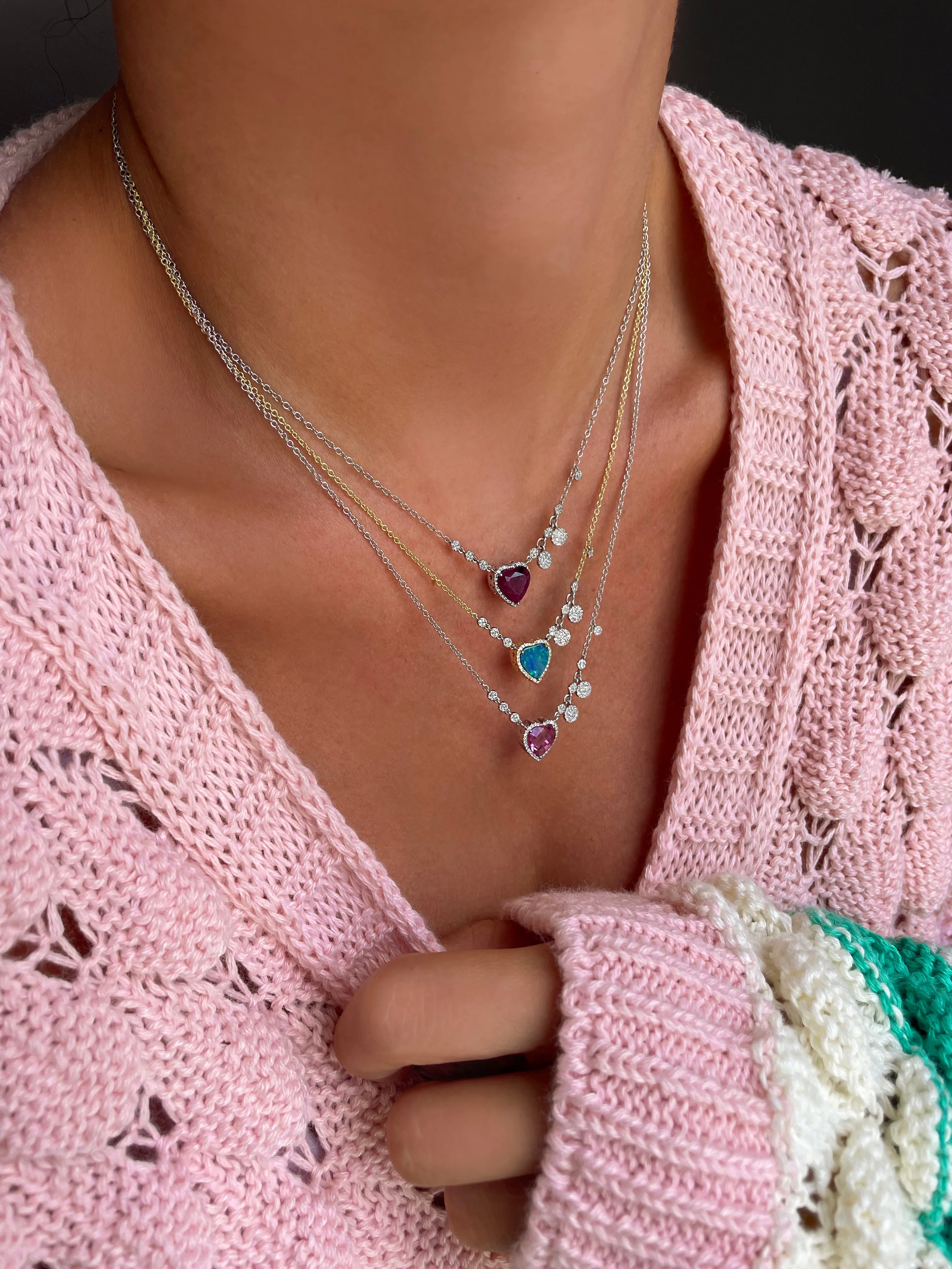 Opal Yellow Gold Heart Necklace sold by Meira T product image thumbnail 2