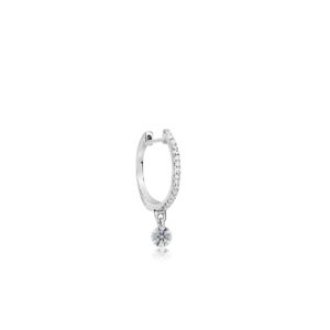 White Gold Drilled Diamond Huggie Earring Half Pair sold by Meira T