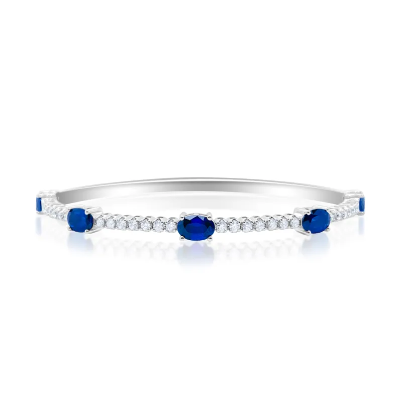 White Gold Blue Sapphire Bangle sold by Meira T