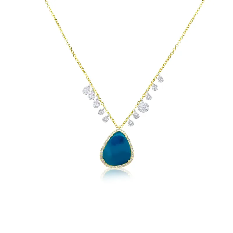 Signature Yellow Gold Diamond Opal Necklace sold by Meira T