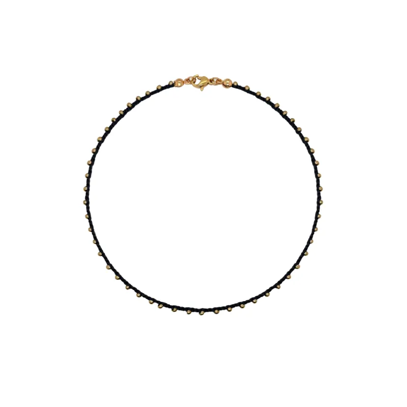 Black Chord and Gold Iridescent  Bead Anklet sold by Meira T