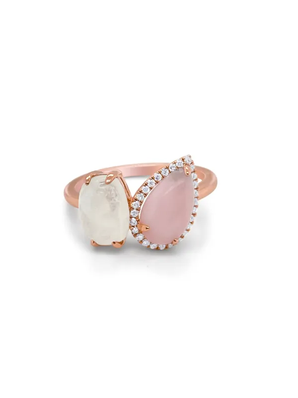 Rose Gold Pink Opal And Moonstone Ring sold by Meira T