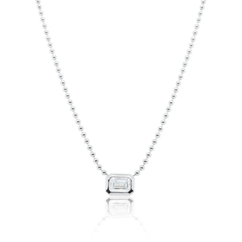 White Gold Ball Chain Lab Grown Diamond Necklace sold by Meira T