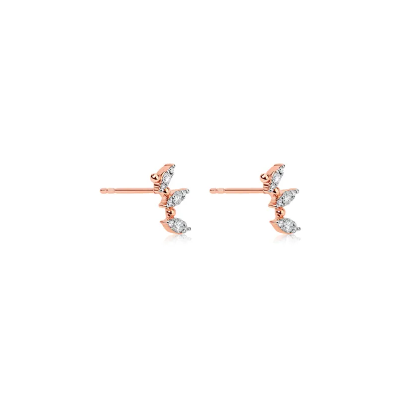 Rose Gold Triple Marquise Stud sold by Meira T