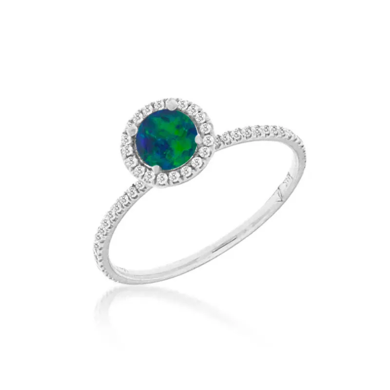 White Gold Opal Ring with Diamonds sold by Meira T