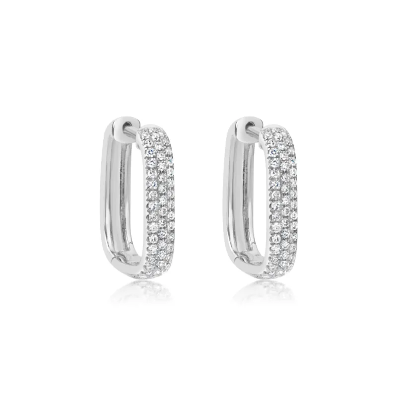 White Gold Diamond Square Huggies sold by Meira T