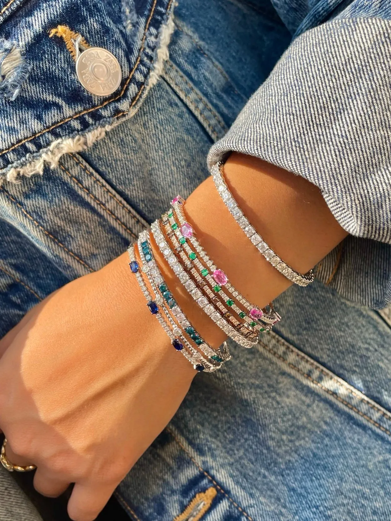 White Gold Emerald and Diamond Bangle sold by Meira T product image thumbnail 2