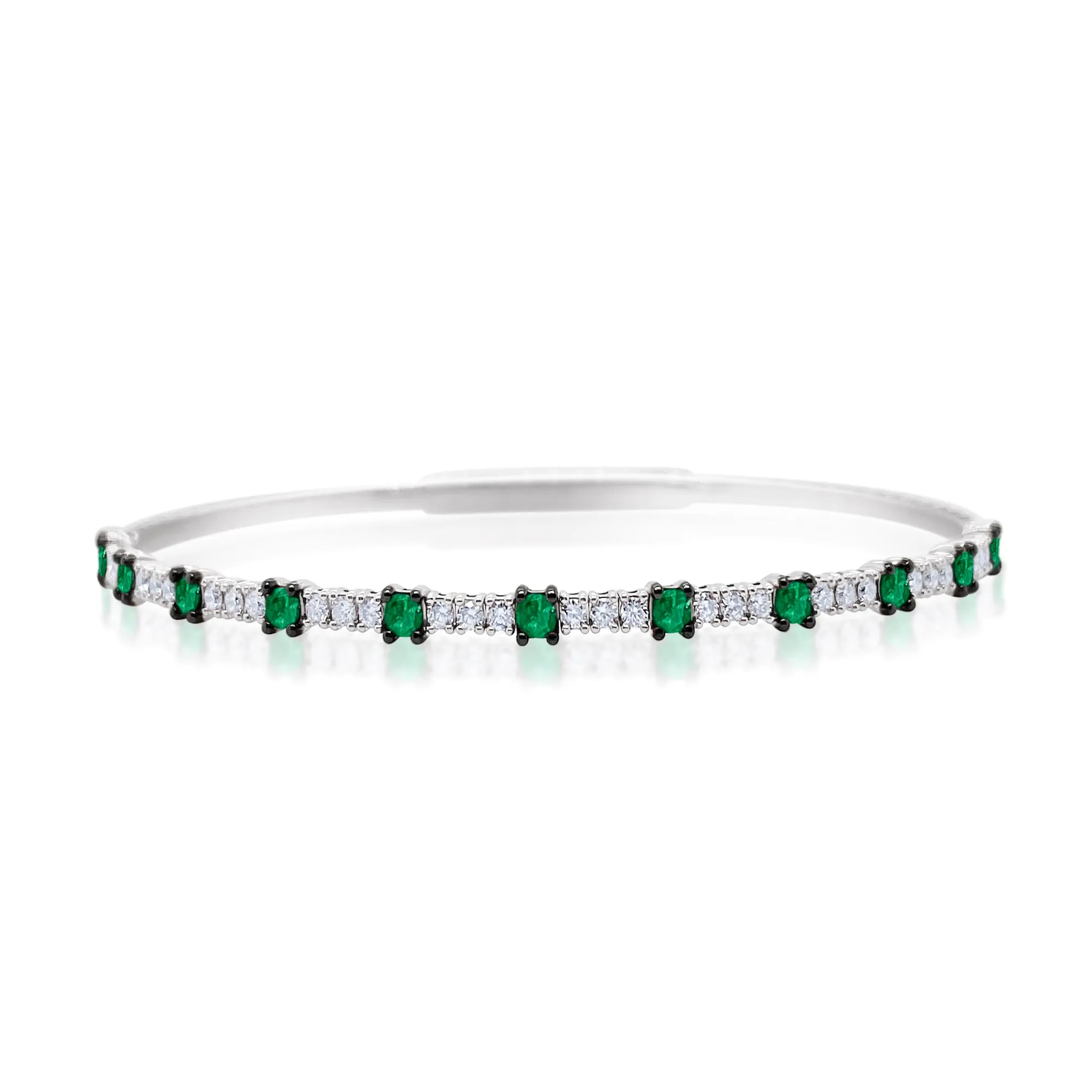 White Gold Emerald and Diamond Bangle sold by Meira T