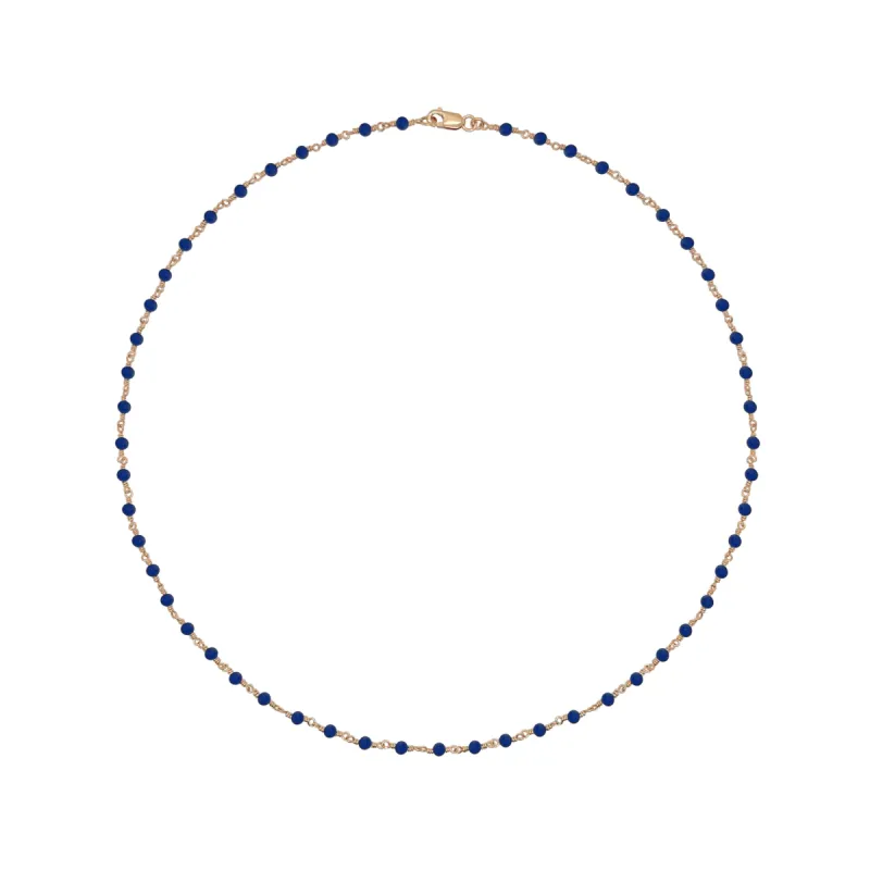 Dainty Lapis Bead and Chain Necklace sold by Meira T
