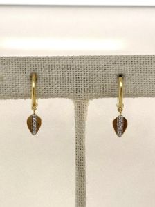 Brushed Yellow Gold Diamond Huggies sold by Meira T