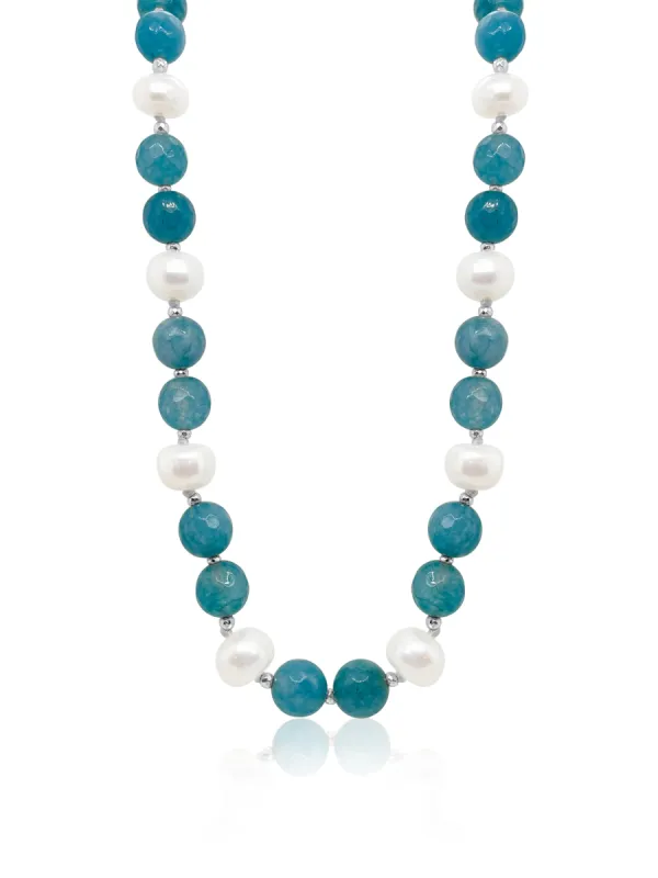 River Pearl and Blue Quartz Long Wrap Necklace sold by Meira T