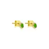 Yellow Gold Diamond Halo Peridot Studs sold by Meira T