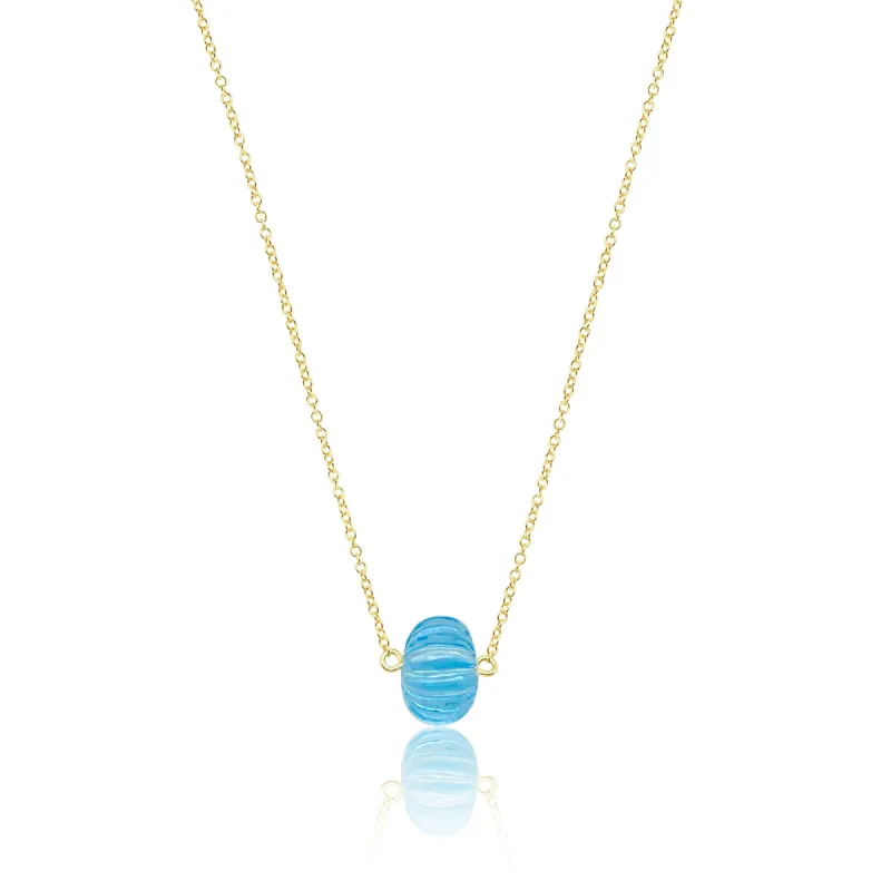 Yellow Gold Blue Topaz Necklace sold by Meira T