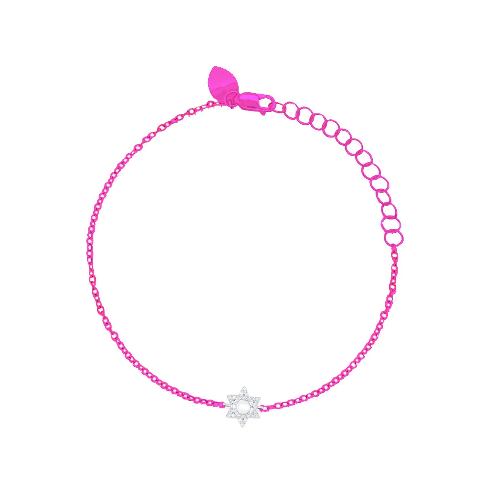 Electric Pink Star of David Diamond Bracelet sold by Meira T