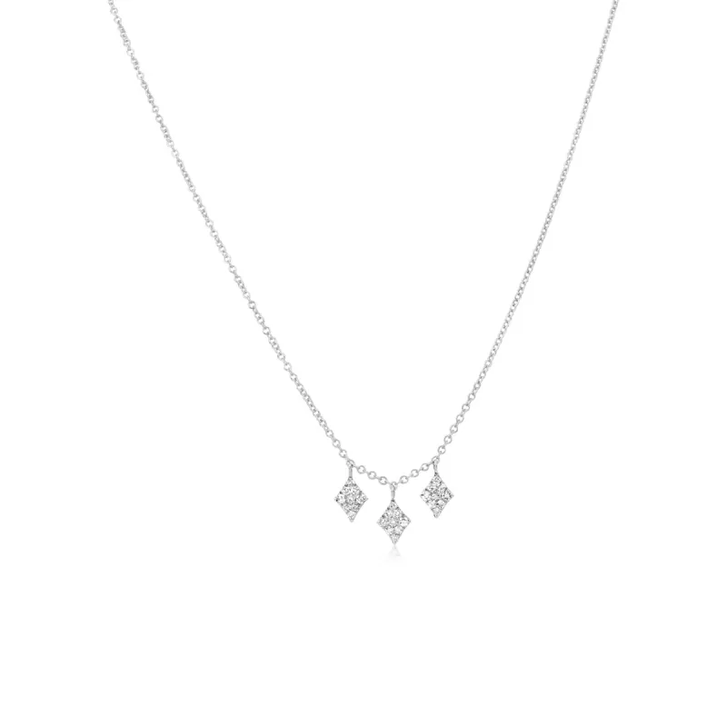 White Gold Triangle Diamond Necklace sold by Meira T