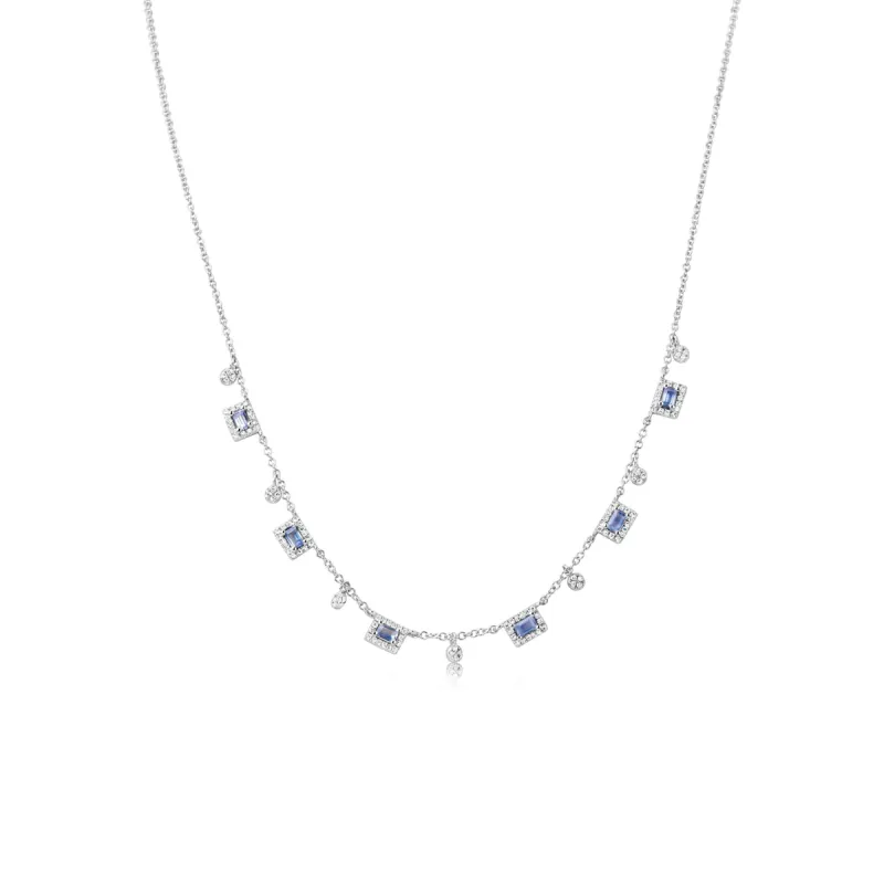 White Gold And Blue Sapphire Layering Necklace sold by Meira T