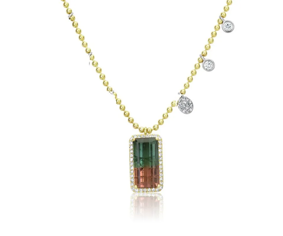 Watermelon Tourmaline Ball Chain Necklace sold by Meira T