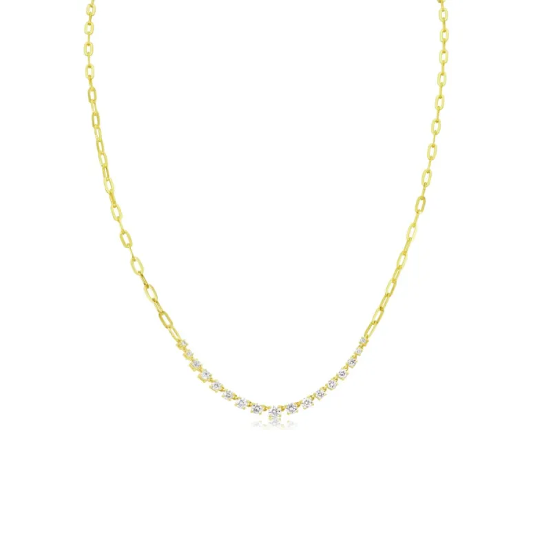 14kt Yellow Gold Diamond Paperclip Tennis Necklace   1.17 ct sold by Meira T