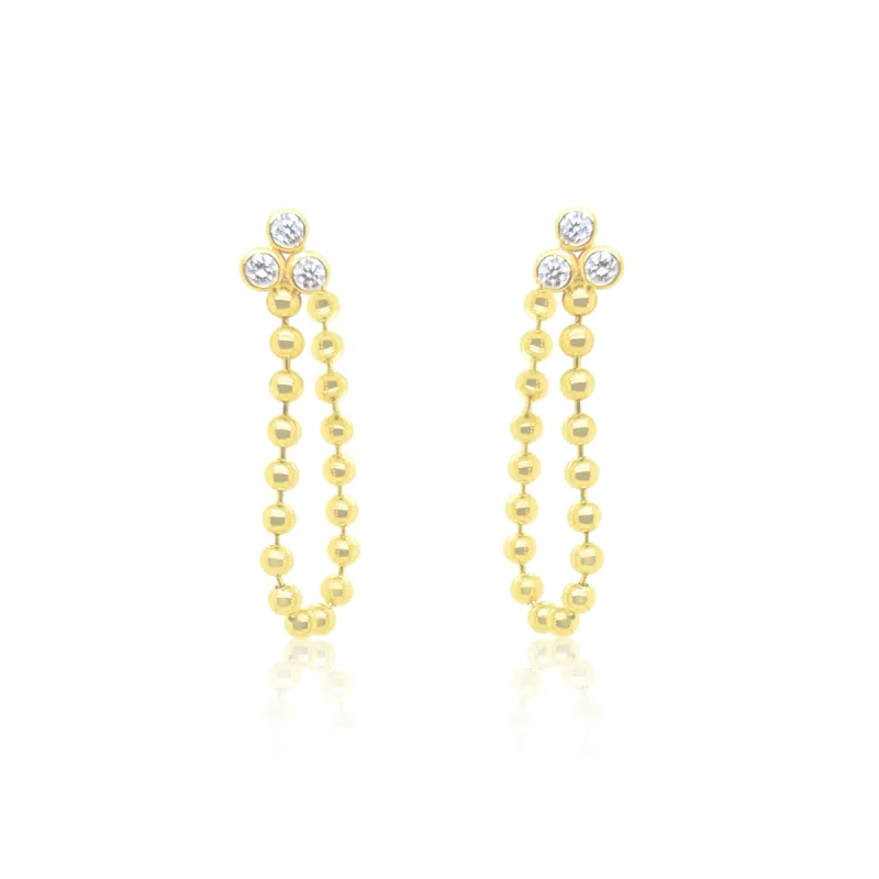 Yellow Gold Ball Chain Diamond Studs sold by Meira T