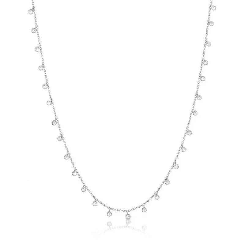 14k White Gold Necklace with Diamond Bezels sold by Meira T