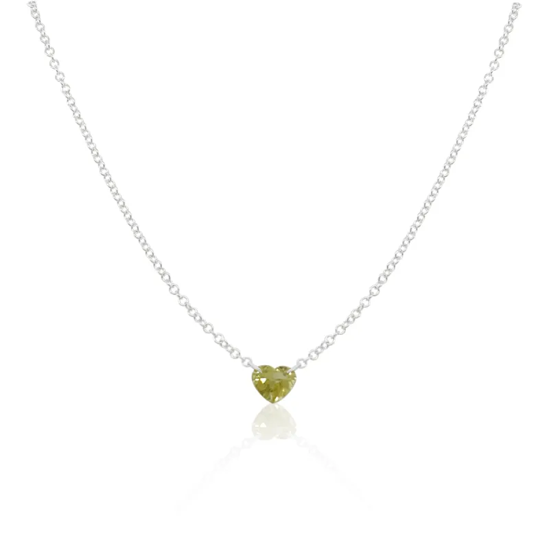 White Gold Yellow Diamond Heart Necklace sold by Meira T