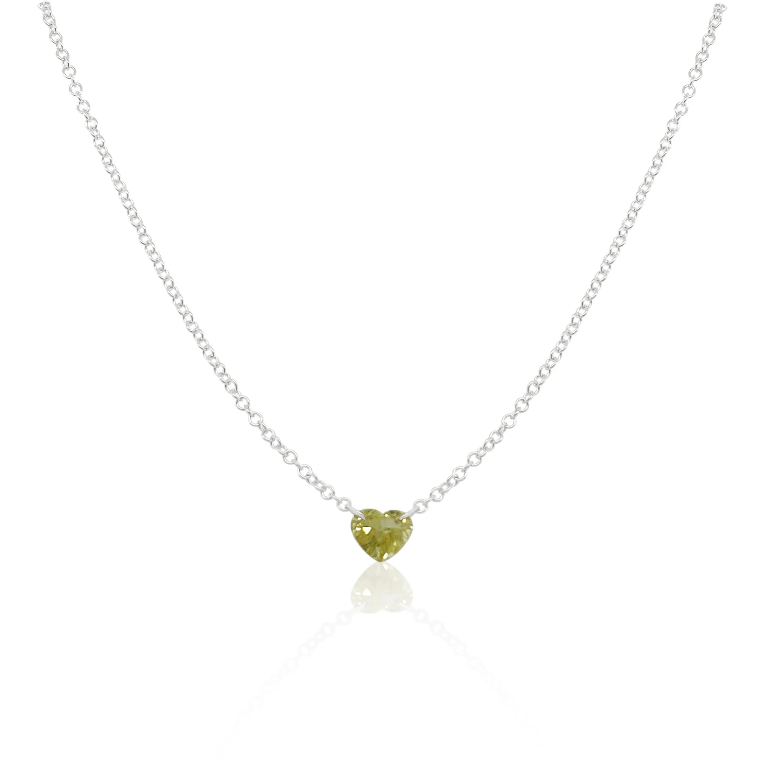 White Gold Yellow Diamond Heart Necklace sold by Meira T