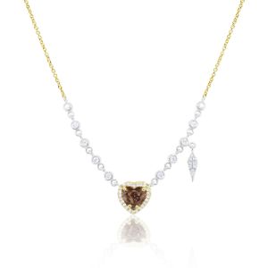 Yellow Gold Champagne Diamond Heart Necklace-ONLINE EXCLUSIVE sold by Meira T